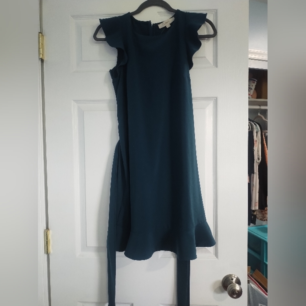 Teal Ruffles Dress By Loft